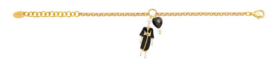 Bracciale Kimono Smalto Nero Mini Perla - Lebole Maison